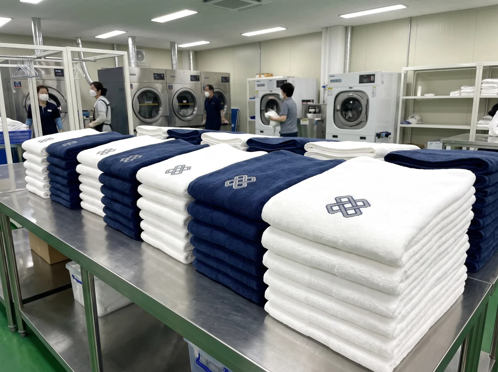 기업 수건 세탁 작업 사진